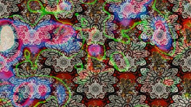 Sketch pattern. Indian ornament. On neutral and gray colors. Floral wallpaper. Colorful ornamental border. Raster illustration.