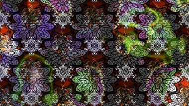 Raster illüstrasyonundaki çiçek desenli çizim. Düz Çiçek Elementleri Tasarımı. Gri ve siyah renkli çiçekler. Renkli Yaz Teması çizim şablonu.