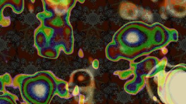 Çizim kalıbı. Raster illüstrasyonu. Ultraviyole kumaş deseni. Organik motif arkaplanı.