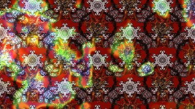 Kahverengi ve kırmızı renkte kahverengi ve kırmızı papatya deseni. Kahverengi ve kırmızı renklerde. Raster illüstrasyonu.