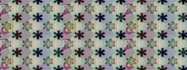 Raster Çiçek İllüstrasyonu güzel tekstil. Gri ve nötr renklerdeki etnik çiçeklerle zarif eskiz deseni.