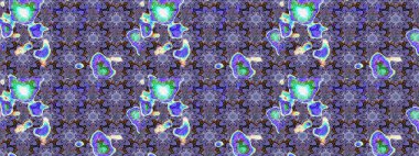 Çiçekli karalama şeklinde Raster çiçek deseni. Mor ve mavi renkte çiçekler. Nazik, sevimli çiçek arkaplanı..