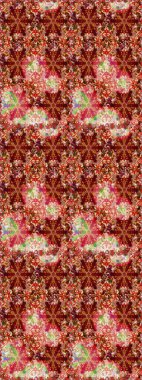 Kırmızı ve kahverengi renklerde altın elementler. Geleneksel klasik raster altın pürüzsüz desen. Barok tarzında kusursuz bir doğulu süsü..