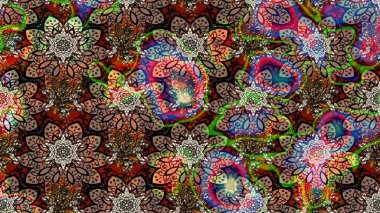 Raster illüstrasyonu. Kahverengi ve siyah renkli şirin çiçekler. Küçük çiçekli basit bir çiçek çizimi. Moda baskısı, albüm, ambalaj kağıdı, duvar kağıdı için zarif dekoratif süslemeler..