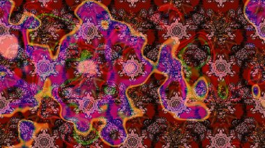 Kahverengi ve kırmızı renkte çiçekler. Düz Çiçek Elementleri Tasarımı. Çiçekli çiçek deseni, suluboya. Raster illüstrasyonu. Renkli Bahar Teması çizim şablonu.