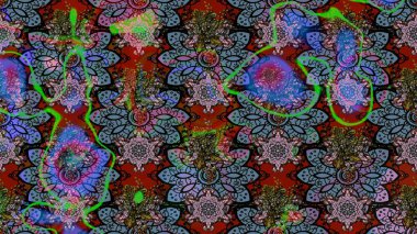 Düz Çiçek Elementleri Tasarımı. Renkli Bahar Teması eskiz kalıbı. Raster illüstrasyonundaki çiçek desenli çizim. Süslü kumaş deseni.