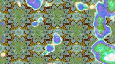 Kabile sanatı boho baskısı, klasik çiçek arkaplanı. Soyut etnik raster çizim kalıbı. Arkaplan dokusu, duvar kağıdı, yeşil ve mavi renkli çiçek teması.