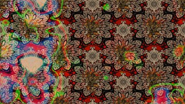 Flowers on beige and brown colors. Gentle, spring floral background. Raster floral pattern in doodle style with flowers.