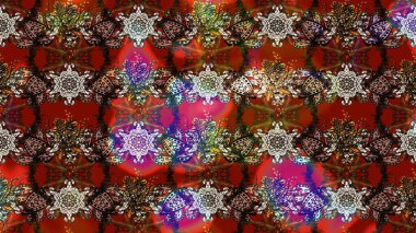 Yumuşak, bahar çiçekli arka plan. Çiçekli karalama şeklinde Raster çiçek deseni. Kahverengi ve kırmızı renkte çiçekler.