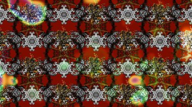 Raster illüstrasyonu. Gri ve kahverengi renklere karalamalar çizilmiş çiçek deseni.