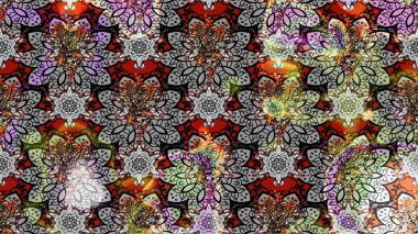 Raster illüstrasyonu. Gri ve siyah renkli güzel bir tekstil. Suluboya çiçekli çiçek deseni.