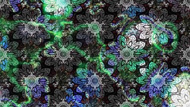 Gri ve siyah renklerde. Çiçekli güzel suluboya desen. Raster illüstrasyonu.