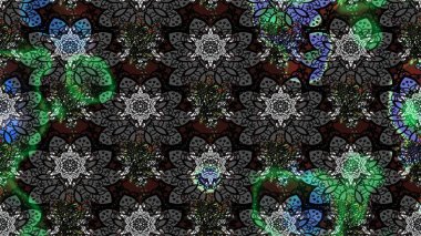 Gri ve siyah renkli çiçekler. Raster illüstrasyonunda çiçek deseni çizimi.