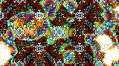 Raster illüstrasyonu. Şirin çiçek elementleri. Robot resim. Yeşil ve kahverengi renkte çiçekler.