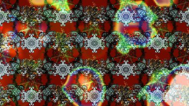 Raster illüstrasyonu. Kahverengi ve kırmızı renklerde Asya tekstili. Çiçek desenini çiz.