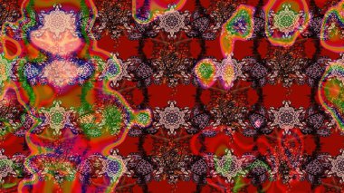 Çiçekli karalama şeklinde Raster çiçek deseni. Kırmızı ve kahverengi renkte çiçekler. Nazik, sevimli çiçek arkaplanı..