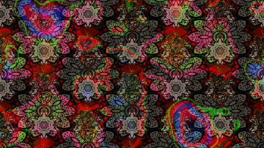 Renkli Yaz Temalı eskiz kalıbı. Düz Çiçek Elementleri Tasarımı. Güzel kumaş deseni. Raster illüstrasyonunda çiçek deseni çizimi.