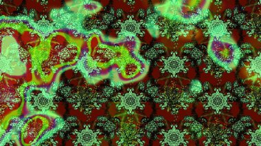 Raster deseni. Yumuşak, yeşil ve kahverengi renkte yaz çiçekleri. Küçük çiçekteki sevimli çiçek deseni. Raster illüstrasyonu.