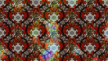 Düz Çiçek Elementleri Tasarımı. Raster Modaya uygun kumaş deseni. Kahverengi ve gri renkli şirin çiçek desenleri. Renkli Bahar Teması çizim şablonu.