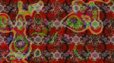 Raster suluboya çiçek deseni, narin çiçekler, kahverengi ve kırmızı çiçekler, tebrik kartı şablonu. Güzel kumaş deseni.