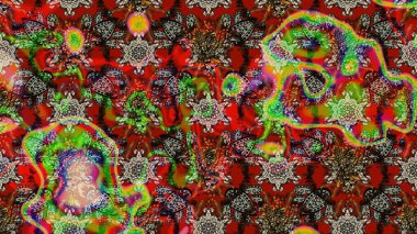 Kibar, bahar çiçekleri kırmızı ve kahverengi renklerde. Raster illüstrasyonu. Yaprak ve çiçeklerin suluboya resmi, kırmızı ve kahverengi renkler üzerine çizim deseni.