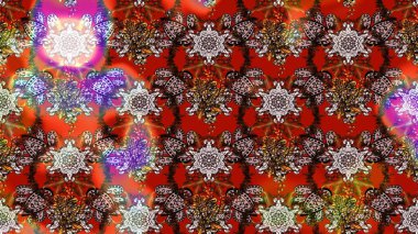 Güzel kumaş deseni. Raster illüstrasyonu. El çizimi. Çiçekler, dallar, otlar ve çiçekler.