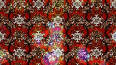 Çiçek desenli eskiz. Renkli Bahar Teması eskiz kalıbı. Düz Çiçek Elementleri Tasarım Raster illüstrasyonu. Kahverengi ve kırmızı renkte çiçekler.