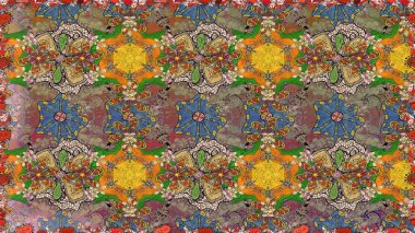 Kahverengi ve bej renkli güzel tekstil. Suluboya çiçekli çiçek deseni. Raster illüstrasyonu.