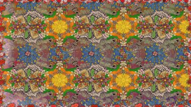 Kahverengi ve bej renkli güzel tekstil. Suluboya çiçekli çiçek deseni. Raster illüstrasyonu.