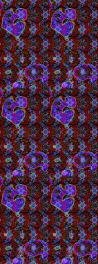 Raster illüstrasyonundaki çiçek desenli çizim. Kahverengi ve kırmızı renklerde. Güzel kumaş deseni. Raster illüstrasyonu.