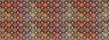 Sevimli çiçek raster deseni. Kahverengi ve bej renkli çiçekler. Düz Çiçek Elementleri Tasarımı. Renk Bahar Teması eskiz şablonu.