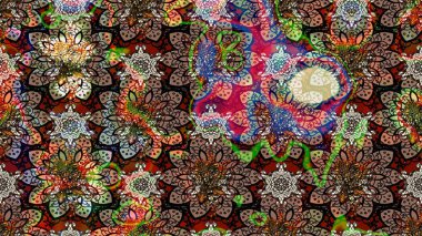 Çiçek desenli eskiz. Gömlek baskısı için çiçek boyası. Kahverengi ve siyah renkte çiçekler.