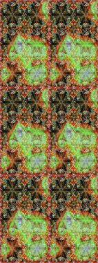 Kahverengi ve yeşil renklerde altın elementler. Geleneksel klasik raster altın pürüzsüz desen. Barok tarzında kusursuz bir doğulu süsü..