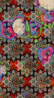 Sevimli çiçek raster deseni. Modaya uygun kumaş deseni. Renkli Yaz Temalı eskiz kalıbı. Düz Çiçek Elementleri Tasarımı.