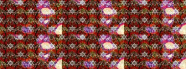 Raster illüstrasyonu. Çiçekli güzel suluboya desen. Kahverengi ve kırmızı renklerde.