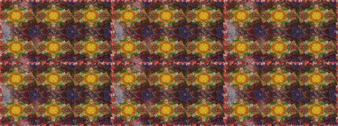 Kahverengi ve yeşil renkte güzel çiçekler, suluboya desenli, duvar kağıdı, kart veya kumaş için fayanslı eskizler. Raster..