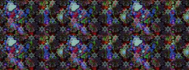 Nazikçe, güzel çiçek arkaplanı. Çiçekli karalama şeklinde Raster çiçek deseni. Siyah ve mavi renkte çiçekler.