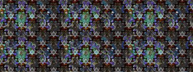 Raster illüstrasyonundaki çiçek desenli çizim. Düz Çiçek Elementleri Tasarımı. Siyah ve gri renkli çiçekler. Renkli Bahar Teması çizim şablonu.