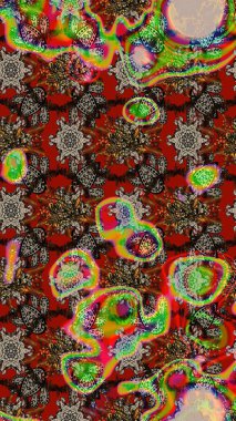 Çiçek desenli raster, kahverengi ve kırmızı çizgi grafik desenli soyut raster arkaplan. Modern stil dokusu.