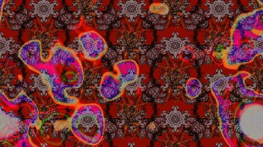 Raster illüstrasyonu. Kahverengi ve kırmızı renklerde. Anti-stres için Raster soyut şablon sayfası.