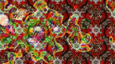 Renkli çizim kalıbı. Çiçek arkaplan. Raster illüstrasyonu. Çiçek duvar kâğıdı. Kahverengi ve kırmızı renkli şirin tekstil.