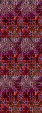 Elle boyanmış suluboya resim çizimleri, çiçekler ve bitkiler. Kahverengi ve kırmızı renkte çiçekler.