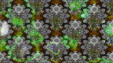 Egzotik çiçekler, gri ve yeşil renkler üzerine botanik ve parlak klasik doğa. Raster illüstrasyonu. Klasik tropikal doğal elementlerin suluboya seti.