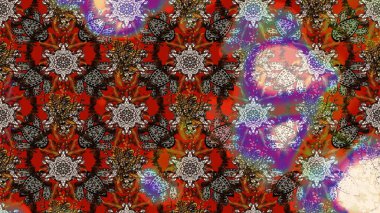 Tomurcukları papatya çiçekleri olan sevimli bir çiçek deseni. Raster illüstrasyonu. Eskiz geçmişi. Kumaş, tekstil, duvar kağıdı baskısı için. Eski usul. Miles Fleur, dandik süs.