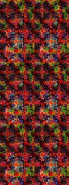 Asya tekstil tarzında. Kahverengi ve kırmızı renkte çiçekler. Çiçek desenli çizim. Raster illüstrasyonu. Düz Çiçek Elementleri Tasarımı. Renkli Bahar Teması çizim şablonu.