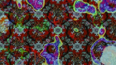 Yumuşak, bahar çiçekli arka plan. Kahverengi ve kırmızı renkte çiçekler. Raster çiçek desenli ve çiçekli..