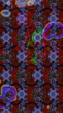 Sevimli çiçek raster deseni. Kahverengi ve kırmızı renkte çiçekler. Renkli Bahar Teması eskiz kalıbı. Düz Çiçek Elementleri Tasarımı.