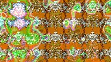 Şirin çiçekli eskiz deseni ve kahverengi ve yeşil renkli yapraklar, suluboya çiçek deseni, duvar kağıdı, kart ya da kumaş için fayanslı. Raster illüstrasyonu.