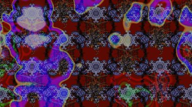 El çizimi. Raster illüstrasyonu. Güzel kumaş deseni. Çiçekler, dallar, otlar ve çiçekler.