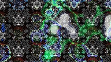 Asya tekstil tarzında. Düz Çiçek Elementleri Tasarımı. Çiçek desenli çizim. Raster illüstrasyonu. Güzel kumaş deseni. Renkli Bahar Teması çizim şablonu.